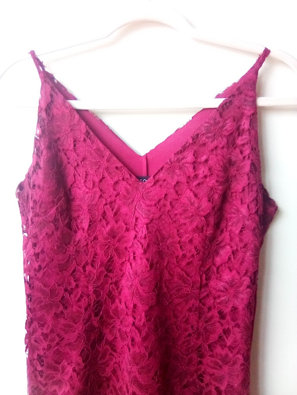 Enfocus Studio Burgundy Lace Midi Slip Dress Lace Detail Size 8 - Picture 5 of 10